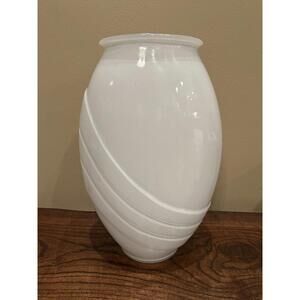 Tall White Glass Art Deco style Vase